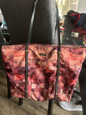 Tumi Multi-color Soft Nylon Tote Bag with Black Leather Handles